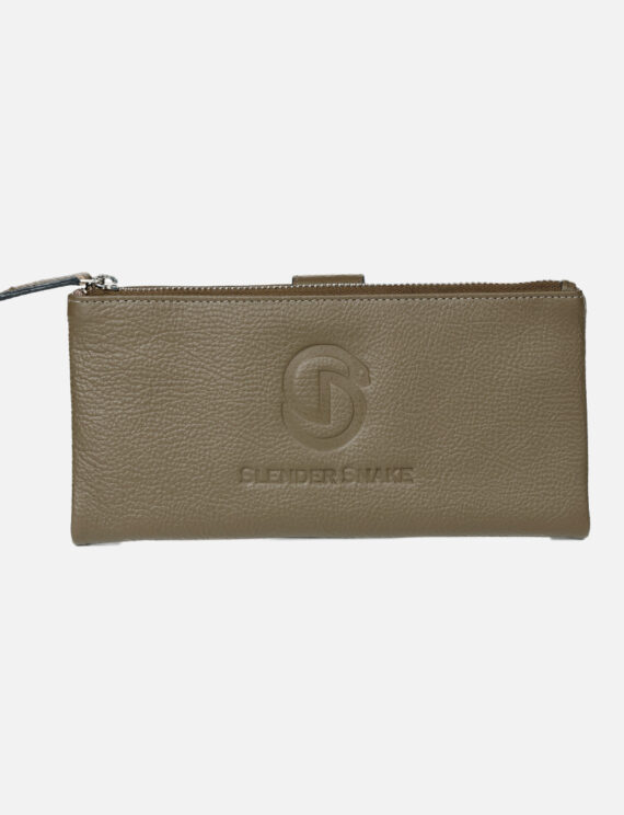 Unisex Long Clutch Leather Wallet - Brown