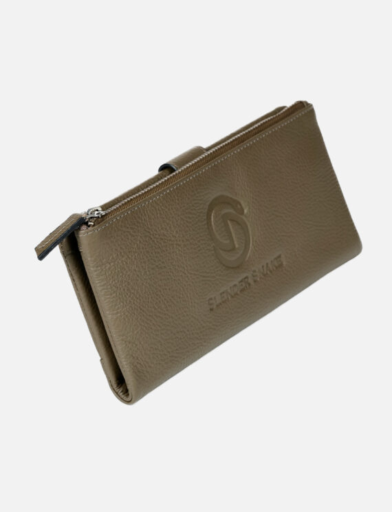 Unisex Long Clutch Leather Wallet - Brown