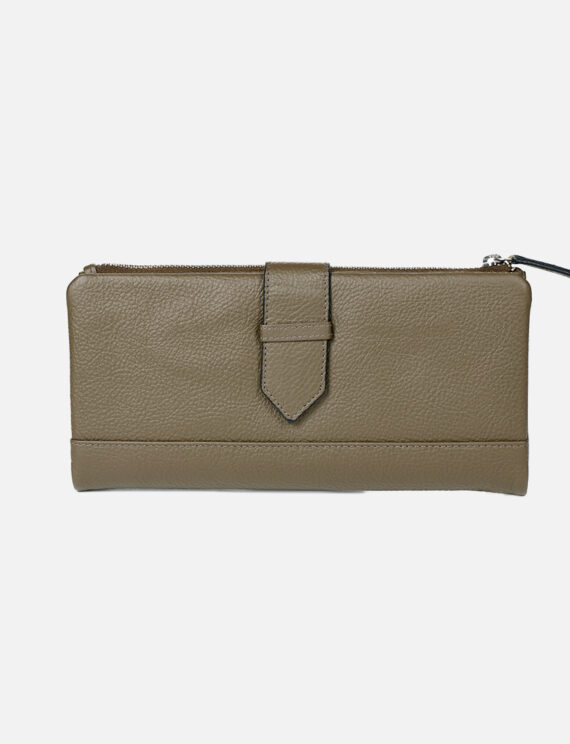 Unisex Long Clutch Leather Wallet - Brown