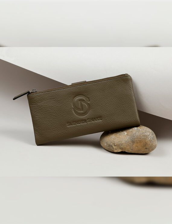 Unisex Long Clutch Leather Wallet - Brown